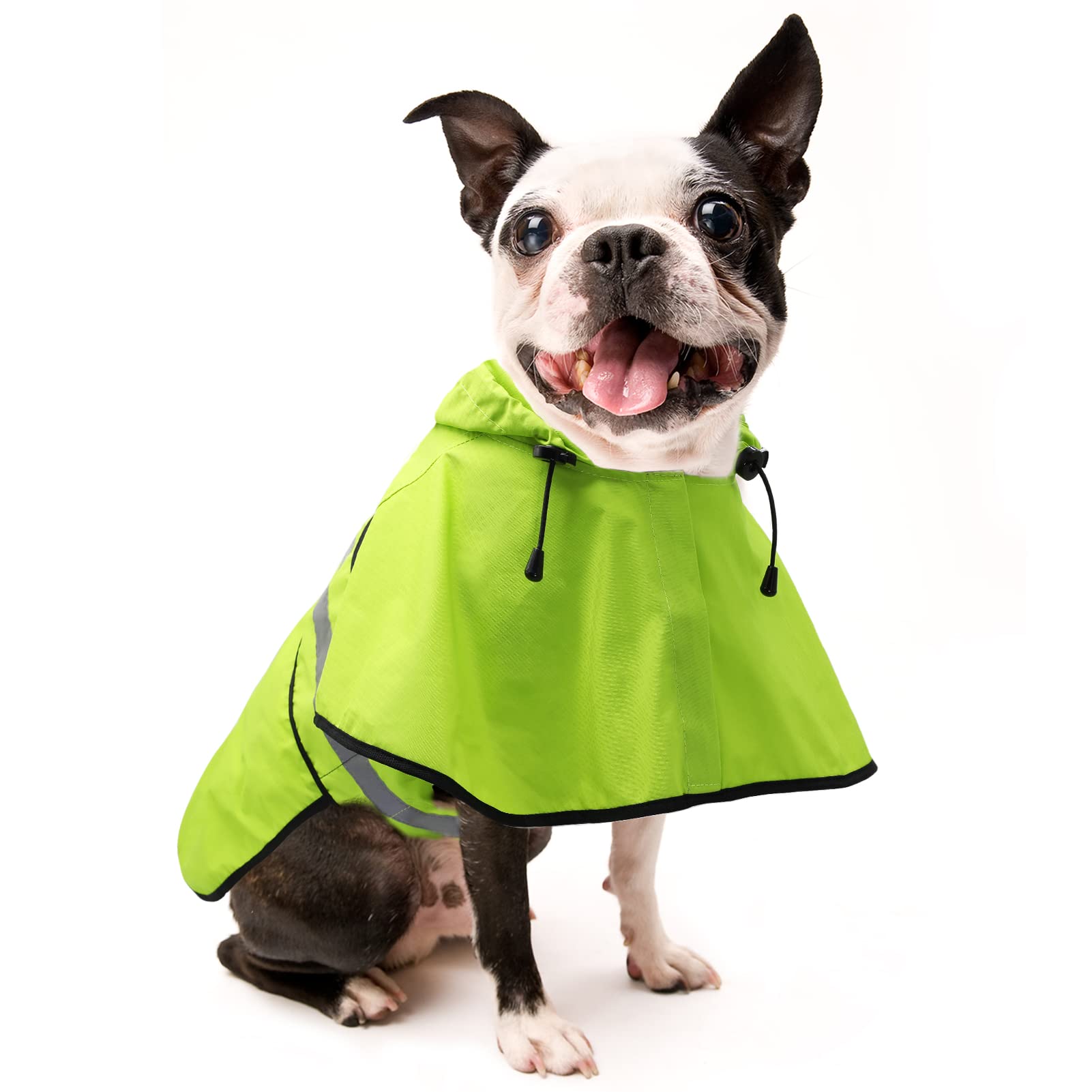 Candofly Dog Raincoat Hooded Poncho - Adjustable Waterproof Dog Rain Jacket Lightweight Reflective Dog Rain Coat Pet Slicker for Small Medium Large Dogs (Green, Small)