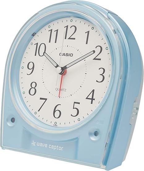 Amazon Co Jp Casio カシオ 目覚まし時計 電波 ブルー アナログ ライト 付き Tq 580j 2jf ホーム キッチン