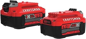CRAFTSMAN V20 Lithium Ion Battery, 4.0-Amp Hour, 2 Pack (CMCB204-2)