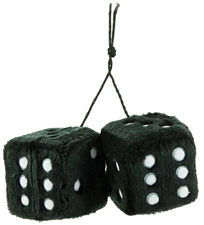SIDCO Autowürfel Fuzzy Dice Plüschwürfel Autospiegel Auto KFZ Glückswürfel schwarz