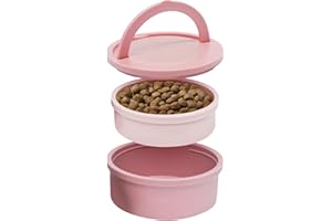 KindTail Dog Travel Bowls - Set of 2 Portable Pet Food & Water Dishes with Lid & Handle - Each Nesting Container Includes a Non-Slip Silicone Base - Microwave & Dishwasher Safe - BPA & Toxin-Free