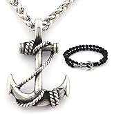 Gungneer Nautical Rope And Anchor Necklace Stainless Steel Pendant Keel Chain Anchor Jewelry Accessory Men Women