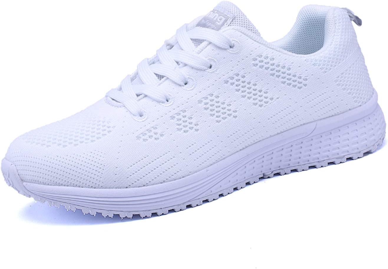 LanivicWomen Trainer Ladies Running Shoes Gym Athletic Sports Sneakers Casual Mesh Walking Jogging Shoes Lace up Flat