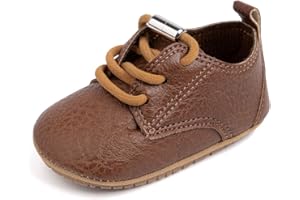 LONSOEN Baby Oxford Dress Shoes Infant Toddler Wingtip Crib First Walking Shoes