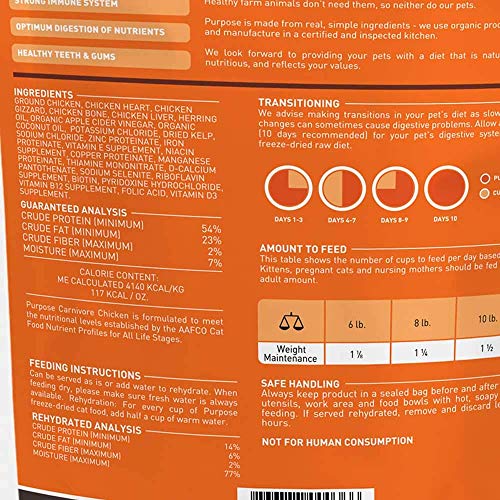 Purpose FreezeDried Carnivore Chicken Morsels GrainFree Cat Food 9 oz