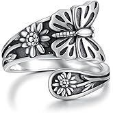 Zepmais Spoon Ring for Women 925 Sterling Silver - Adjustable Vintage Antique Thumb Rings Nature-Inspired Jewelry Gift for Her
