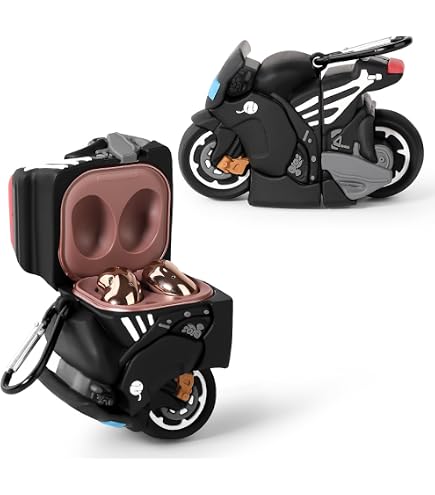 Case for Samsung Galaxy Buds2 Pro (2022) /Galaxy Buds 2 (2021) /Galaxy Buds Pro (2021) /Galaxy Buds Live (2020), XMBYGY Cartoon Silicone Cover with Keychain for Earbuds (Motorcycle) : Electronics