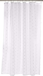 Dainty Home 3D Modern Cut Flower Textured Surface Fabric Shower Curtain, Solid White