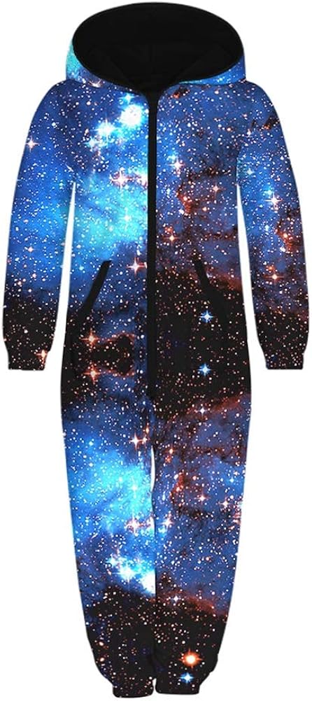 Official Authorization Unisex Children S Zipper Hoodie Pullover Jumpsuit Blue Galaxy Printed Kids Jumpsuit Onesie Hoodie Sweatshirt Pyjama S Xl Clothing Simple And Generous Design Osuno Vn
