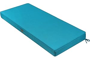 Magpie Fabrics Outdoor Bench Cushion 48 x 18 Inch, Waterproof Fade Resistant Patio Garden Loveseat Sofa Settee Couch Swing Pads with Carry Handle and Ties, Teal