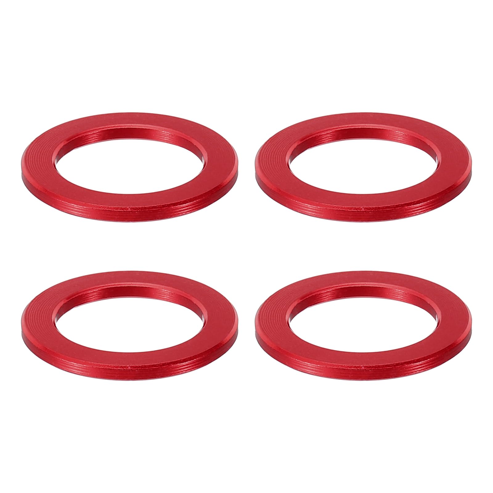 PATIKIL M12 Aluminum Spacer, 4Pcs Metal Spacers Aluminum 12.2mm ID x 18mm OD x 1.5mm L Aluminum Spacer Screw Standoff Round for 1/2in or M12 Screw Bolt, Red