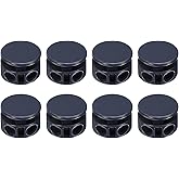 uxcell 8Pcs Double Hole Cord Locks, 4mm Round Metal Spring Toggle Stopper Clip for Shoelaces Drawstrings Paracord, Navy Blue