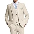 High-End Suits Retro Linen Suit for Men Casual Wedding Suit for Men Slim Fit 3 Pieces Jacket Blazer Vest Pant Groom Tuxedo