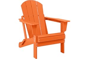 WO WESTIN OUTDOOR WO Home Furniture Adirondack Chair Lounger Outdoor Folding for Fire Pit, Beach, Balcony, Backyard, Lawn, Patio, Pool, Deck, Garden (Orange)