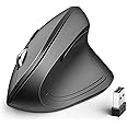 iClever Ergonomic Mouse, WM101 Wireless Vertical Mouse 6 Buttons with Adjustable DPI 1000/1600/2000/2400 Comfortable 2.4G Optical Ergo Mouse for Laptop, Computer, Desktop