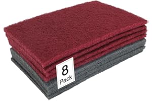 QZATTCAEN 6" x 9" Scuff Pad Variety 8 Pack, 4 Each Maroon and Gray, Scuffing, Scouring, Sanding, Cleaning, Blending, Paint Surface Prep Adhesion - Automotive Auto Body 7447&7448