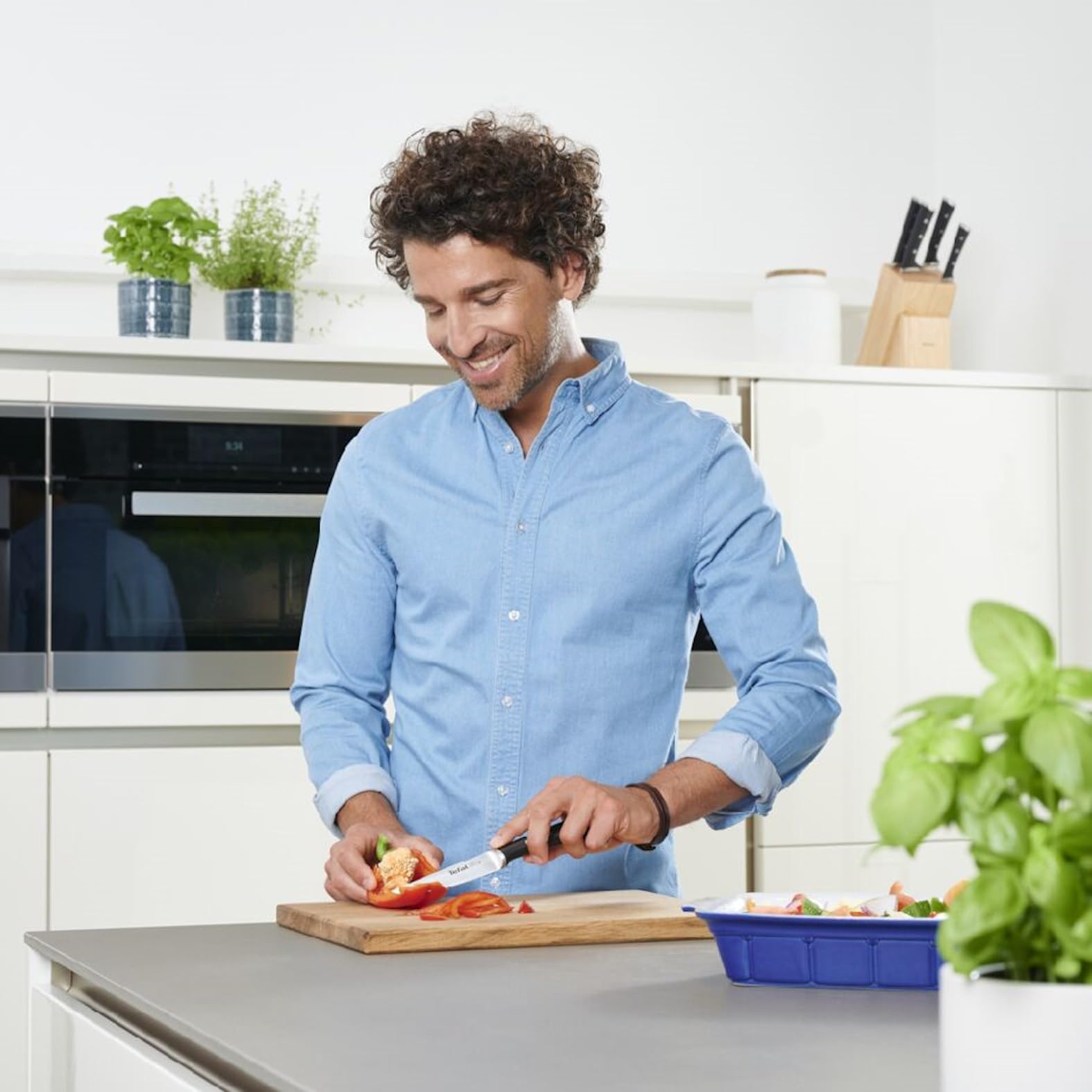 Tefal Ice Force Universalmesser, 11cm Klinge, Küchenmesser, Korrosionsschutz, Allzweckmesser mit Handschutz, Edelstahl, schwarz, K23209 9