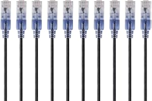 Monoprice SlimRun Cat6A Ethernet Patch Cable - Network Internet Cord - RJ45, Stranded, 550Mhz, UTP, Pure Bare Copper Wire, 10
