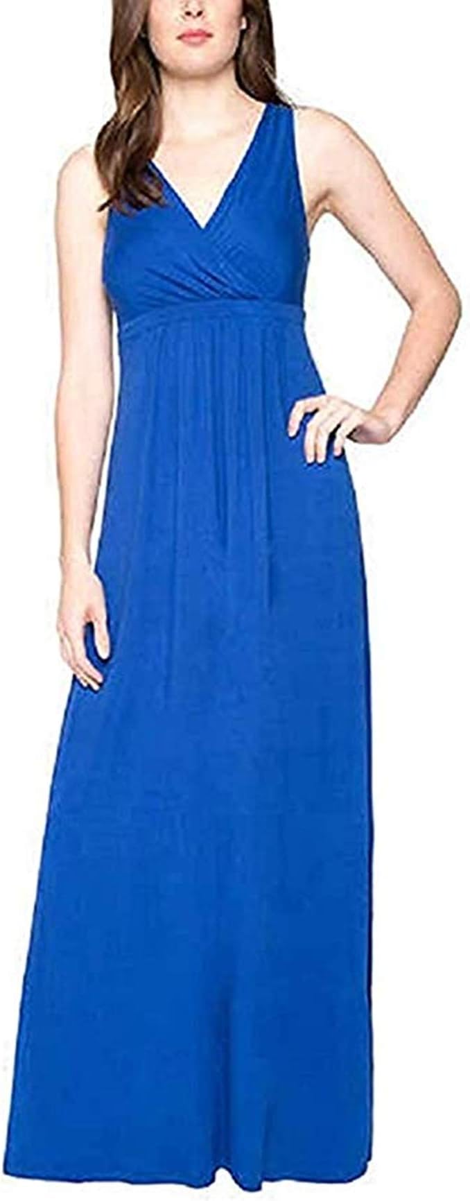 Women's Cobalt Solid Long Sleeveless Maxi Dress Size Medium Blue