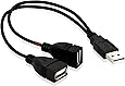 andul USB 2.0 A Male to 2 Dual USB Female Jack Y Splitter Hub Power Cord Extension Adapter Cable
