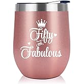 NewEleven 50th Birthday Gifts For Women, Her - 1976 50th Birthday Decorations - Gift For Women Turning 50-50 Year Old Gifts For Her, Mom, Wife, Friends - 12 Oz Wine Tumbler