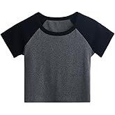Lancifolium Trending Y2k 2000s Raglan Sleeve Cute Egirl Crop Tops Women Summer Knit Ribbed Cropped T Shirts for Teen Girls