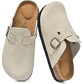 UpResty 100% Genuine Suede Toddler Kids Clogs with Arch Support, Boys Girls Infant Clogs with Comfort Memory Foam Insole, Non Slip Cork Footbed Mules for Kid with Adjustable Straps