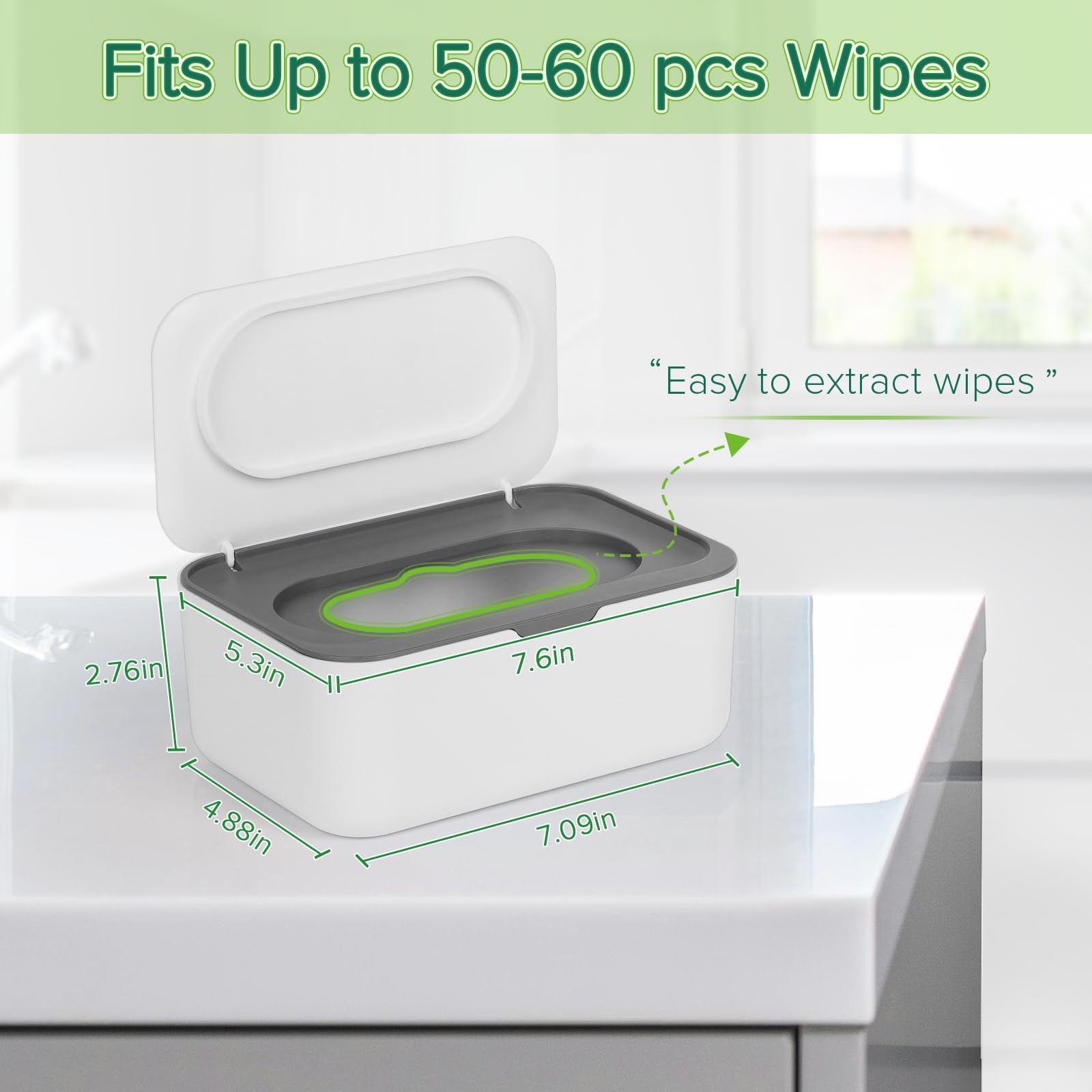 Baby Wipes Dispenser, Wipes Case Baby Wipe Holder Keeps Wipes Fresh, Non-Slip, Easy Open & Close (Gray)