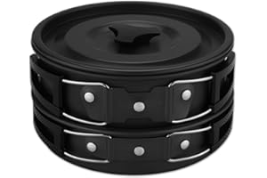 Camping Cookware Mess Kit - Camping Cooking Set - Small Compact Lightweight and Durable Pot Pan Bowls Sporks Set for Backpack