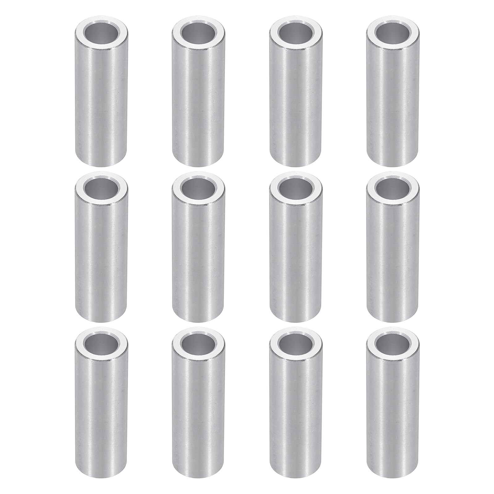 PATIKIL M6 Aluminum Spacers, 12pcs 1/4" x 3/8" Round Metal Spacers for 1/4 or M6 Screw Bolts, Unthreaded Standoff Bushing 1 3/16"L, 6.2x10x30mm