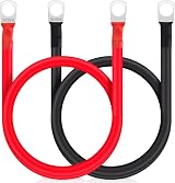 JatilEr 2 Pcs Battery Cables 12V 2AWG 50cm M8 Ring Terminals Copper Wire