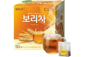 Damtuh Korean Barley Tea – Roasted Boricha Mugicha, Nutty Herbal Tea, Caffeine-Free, 50 Tea Bags (1.5g each)