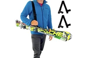 StoreYourBoard Ski Carrier Strap 2-Pack, Adjustable Ski and Pole Carrier, Shoulder Sling System for Carrying Skis, Heavy-Duty Ski Holder Strap (2 Pack)