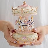 LOVE FOR YOU Gift Wrapped Music Box Carousel Horse Color Lights Unicorn Musical Merry-Go-Round for Girls Women Kids Sister Daughter Mom Granddaughter Grandma Christmas Birthday Presents Gifts