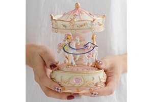 LOVE FOR YOU Gift Wrapped Music Box Carousel Horse Color Lights Unicorn Musical Merry-Go-Round for Girls Women Kids Sister Daughter Mom Granddaughter Grandma Christmas Birthday Presents Gifts