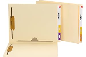 Smead End Tab Fastener File Folder with Full Pocket, 2 Fasteners, Reinforced Straight-Cut Extended Tab, Letter Size, Manila, 50 per Box (34101)