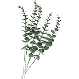 Tinsow 5 Pcs Real Touch Leaf Artificial Eucalyptus Stem Faux Eucalyptuses Wedding Bouquet Centerpiece Home Decor (Green)