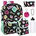 Girl's 6 in 1 Backpack Set With Lunch Bag, Pencil Case, Bottle, Keychain, Clip (Emoji)