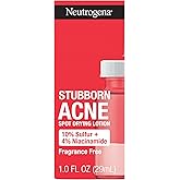 Neutrogena Stubborn Acne Spot Drying Lotion, Fragrance-Free Sulfur Acne Treatment Clears Acne By Drying Up & Shrinking Pimples, Paraben- & Oil-Free, 10% Sulfur & 4% Niacinamide, 1.0 fl. oz