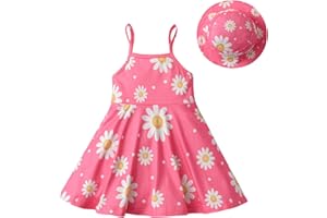 Swicedly Infant Baby Girls Summer Dress Toddler Sleeveless Floral Print Sundress with Hat Beachwear Outfits