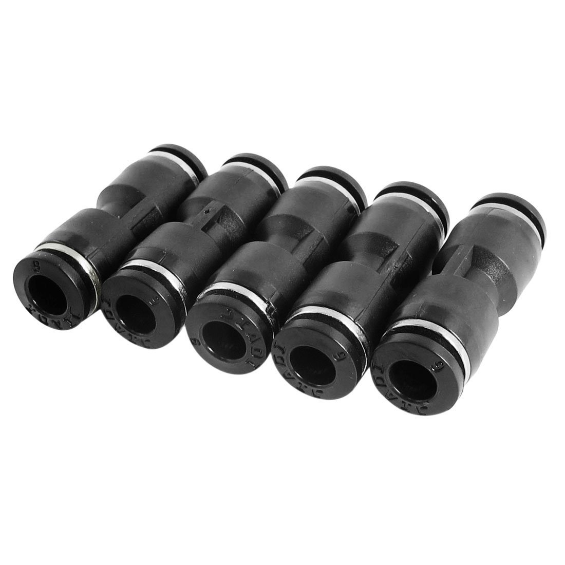 Sourcingmap 6mm to 6mm Straight Tube Air Pneumatic Quick Joint Fittings 5Pcs Black