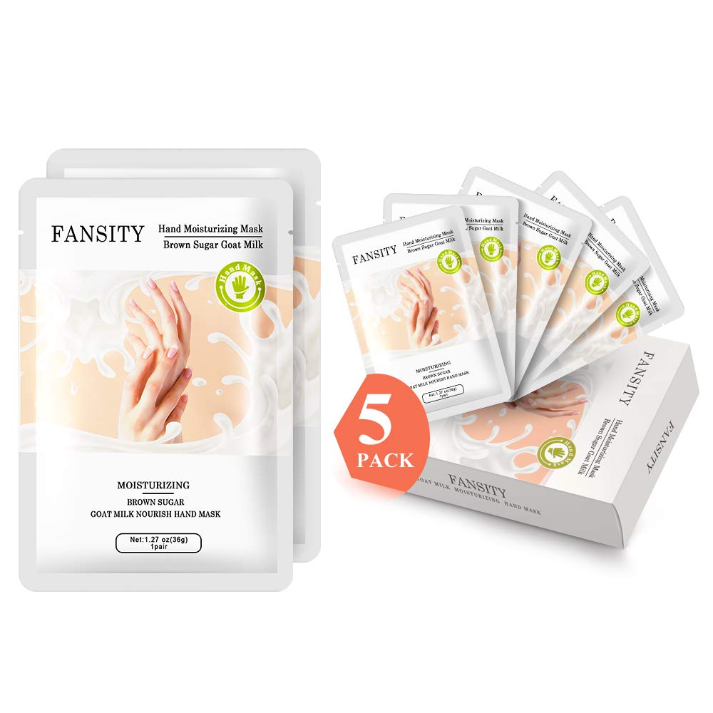 FANSITY 5 Pack Moisturizer Hands Mask of Mother's Day gift, Infused Goat Milk Natural Therapy Hand Spa Mask ,Improve for Dry, Cracked Skin Hands Moisturizing Gloves, Repair Rough Skin for Women&Men: Beauty