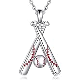 URONE Softball/Baseball/Volleyball Necklace Sterling Silver Sports Mom Jewelry Gifts for Women