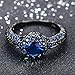 JunXin Delicate 6MM Round Shape Blue Sapphire Black Gold Halo Rings Wedding Size6/7/8/9/10