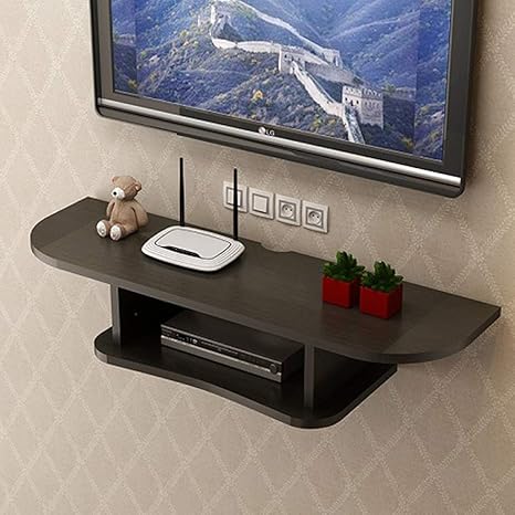 Amazon Co Jp テレビセットトップボックスフレーム壁掛けラック仕切り壁フローティング棚ルーター収納ボックステレビキャビネット寝室用リビングルーム 色 ブラック サイズ さいず 1cm ホーム キッチン