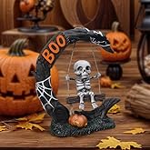 Sheaifun Skeletons Halloween Decorations Halloween Figurine Indoor Resin Swing Skeleton Figurines Cute Skull Statue Table Mantel Shelf Party Decor Gothic Fun Gifts for Women 7.5 * 3.25 * 8 Inch