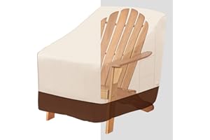 Tuyeho Patio Chair Cover 38 x 31 x 30 inch, 900D Heavy Duty Outdoor Adirondack Chair Cover, Waterproof & Weather Resistant for Your Patio Lounge Deep Seat Chair (Beige & Brown)
