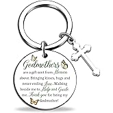igvean Godmother Christmas Gift Godmother Gifts from Godchild Cross Keychain God Mother Gifts for Women Godmom Proposal Gift Birthday Mother's Day Present for God Mom Madrina Present