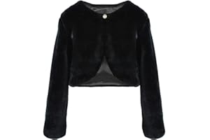 GENERIC Girls Faux Fur Jacket Coat Toddler Kids Dressy Cardigan Fleece Fuzzy Bolero Shrug Long Sleeve Top Winter Fall Jacket