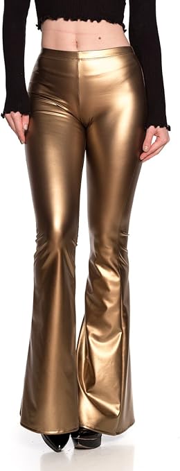 red latex flare pants